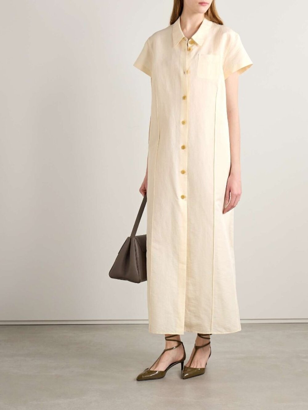 NWT KHAITE Effy silk and cotton-blend organza midi shirt dress SIZE M - Picture 1 of 12